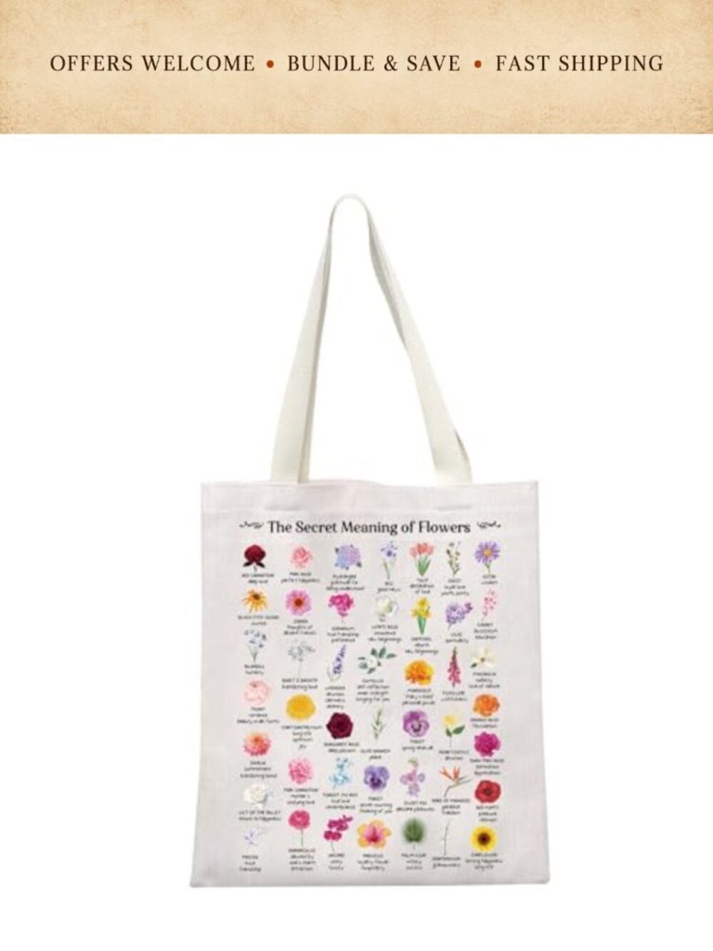 Canvas Tote Bag Flower Club Gardener Gift Flower Symbolism Shoulder Bag